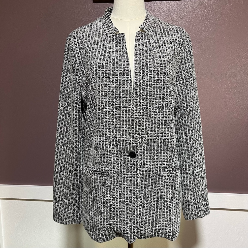 Banana Republic Black and White Blazer Modern Tweed
